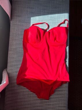 NWT Follow-Suit Red One Piece Swimmer - M
